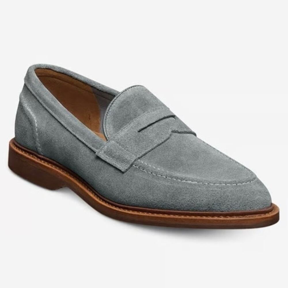 Mens Allen Edmonds Randolph Verse Penny Loafer Blue Suede Size 10.5 EUC!